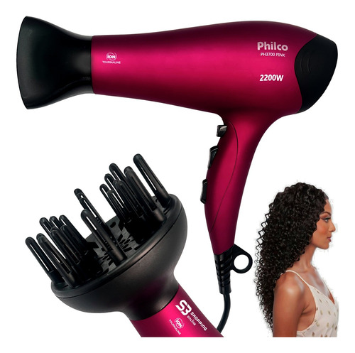 Secador De Cabelo Profissional 2100w Com Difusor De Cachos