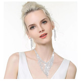 Mujer Sets De Joyería Cristal Deco Boda Collar Arete Juego