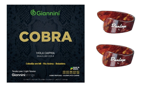 Encordoamento Viola Caipira Mi Giannini + Dedeiras Dunlop