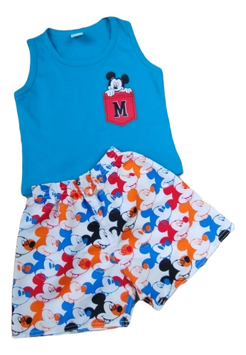 Conjunto Infantil Menino Mickey Disney Roupa Short Tactel