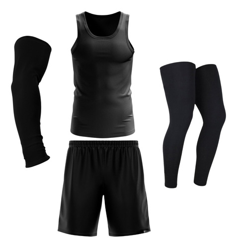 Kit 4pçs Shorts +pernito +camisa M. Longa Uv+50 +manga Curta