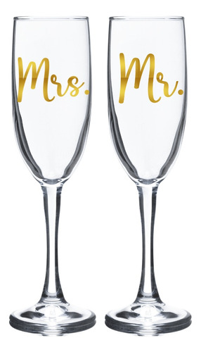 Copas Mr Y Mrs Dorado Para Brindis Boda De Champagne Novios