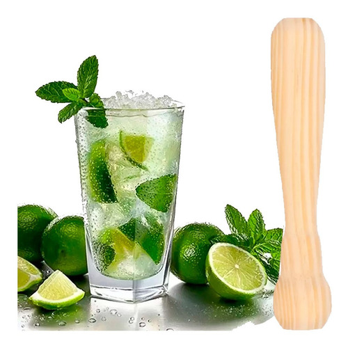 Socador De Caipirinha Madeira Macerador Pilão Drinks Cozinha Cor Marrom-claro