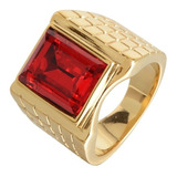 Anillo Color Oro Piedra Cz Clásico Acero Inoxidable Hombre