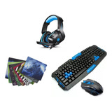 Combo Gamer Teclado+mouse Inalámbrico+diadema Y Pad Mouse