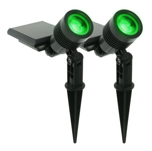 Kit 2 Espeto Refletor Led Spot Solar Externo Jardim 10lm