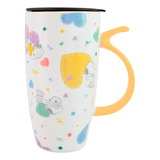 Taza De Ceramica Con Tapa Snoopy Peanuts 640 Ml Kawai Sj6004 Color Amarillo