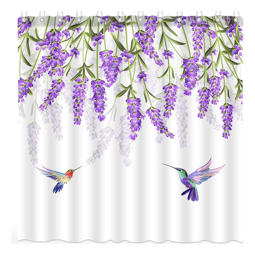 Dephoto Colibrí Lavanda Cortinas De Ducha Para Baño Púrpura 