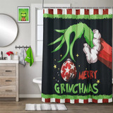 Estmy Merry Grinchmas Juego De Cortinas De Ducha De Navidad 