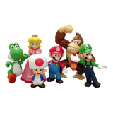 Set X6 Figuras Super Mario Bros Luigi Toad Yoshi Dk Peach