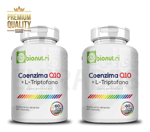 2x Coq10 + L Triptofano Ubiquinol 60 Caps  100% De Absorção