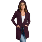 Blusa Feminina Frio Tricot Kimono Cardigan Casaco Capuz Lã