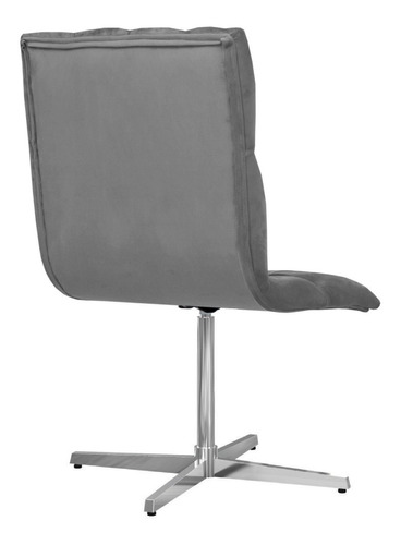 Cadeira Para Mesa De Jantar Estofada Capitonê Base Giratória Em Alumínio Polido / Cadeira Sala De Jantar Bassotto Decor