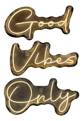 Letrero Led Neón Good Vibes Only (3 Piezas)