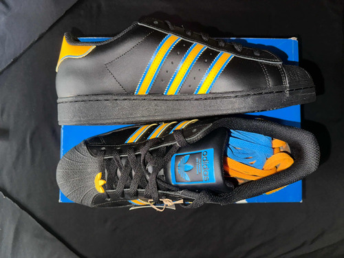 adidas Superstar   Black Gold Blue  