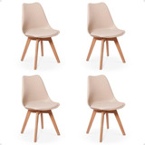 Kit 04 Cadeiras Eames Prime Wood Estofada Magazine Decor