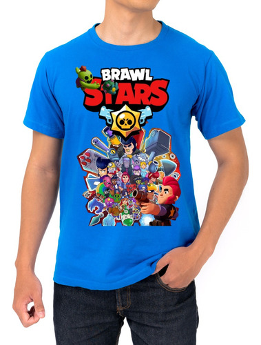 Camiseta Camiseta Gamer Brawl Stars Azul Estampa 100% Dtf