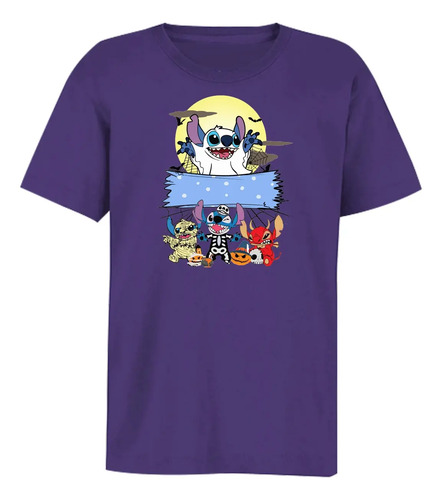 Playera Infantil Halloween Dibujos Animados Stitch 06