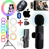 Kit Youtuber Tripé Celular Microfone iPhone + Ring Light Rgb