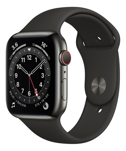 Apple Watch  Series 6 (gps+cellular) - Caja De  Acero Inoxidable Grafito De 44 Mm - Correa Deportiva Negro