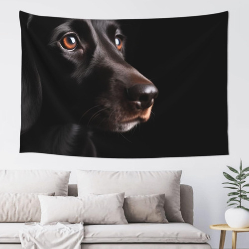 Adanti Dog Black Background Print Tapestry Decorative Wall .