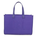 Bolsa Tote Cloe Para Mujer Grande Textil Diseño Acolchado Color Violeta