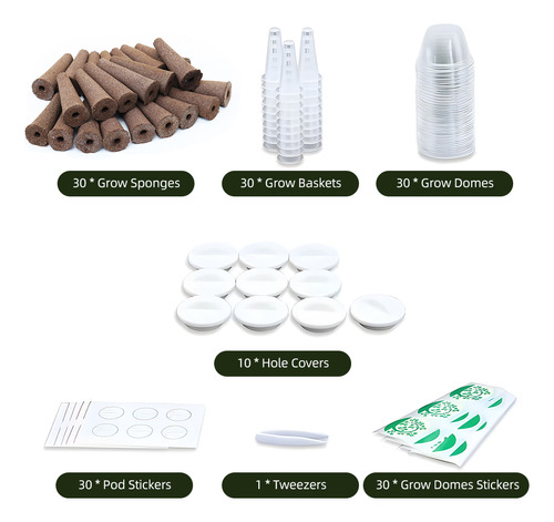 Kit De Cultivo Con 30 Tapas Para Agujeros, Kit De 30 Pinzas