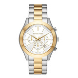 Reloj Michael Kors Slim Runway Multicolor Mk8986 E-watch Color De La Correa Plata/dorado Color Del Fondo Blanco