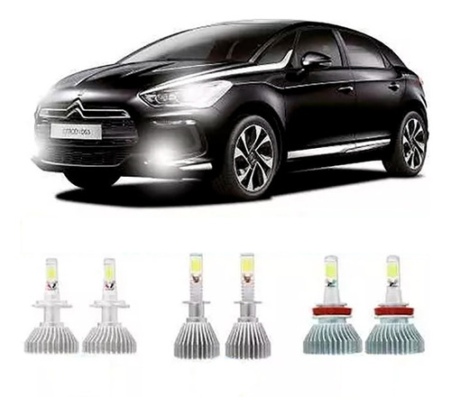 Kit Lampada Led H7 H1 H11 Baixo Alto Milha Citroen Ds5 13-14