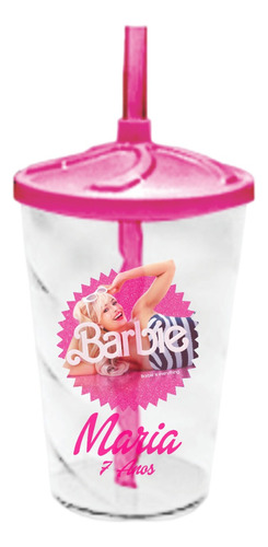 20 Copos Twister C/ Tampa 300ml Barbie/qualquer Tema
