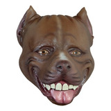 Máscara Perro Pitbull Animales Látex Halloween Disfraz Color Café