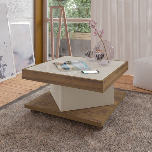 Mesa De Centro Quadrada Saara Artely Pinho/off White Gb