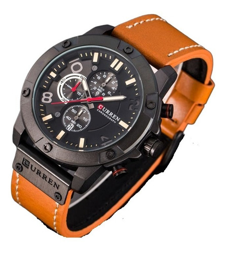 Reloj Curren Caballero Pulso Cuero Hora Analoga + Envio