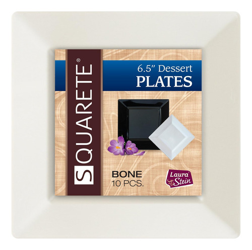 Squarete Bone/ivory - Platos Desechables Elegantes Para Fies