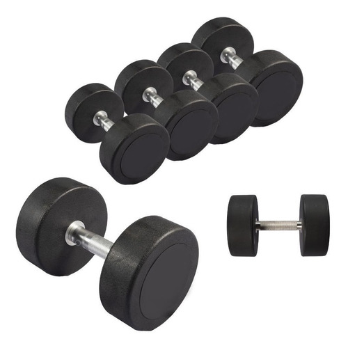 Kit Dumbbell Monobloco Emborrachado Custom 12,5kg À 35kg