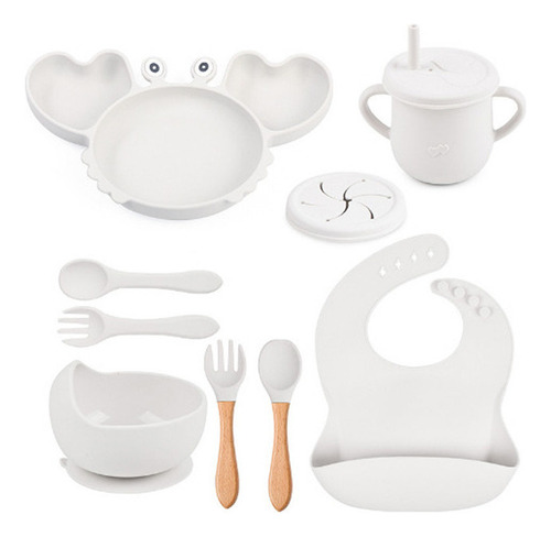 Kit 8 Piezas Plato Térmico Infantil Comida Bebé Olla Taza