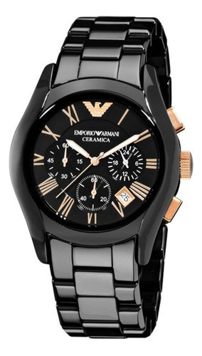 Reloj Emporio Armani Ceramica Ar1410 De Acero Inox. P/hombre Color De La Correa Negra Color Del Bisel Negro Color Del Fondo Negro
