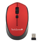 Mouse Óptico Techzone Inalámbrico Ambidiestro Rojo 1600dpi