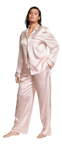 Pijama Saten Rayado Rosa S M L Signature Victoria´s Secret