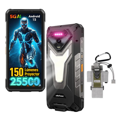 Celular Ulefone Armor 34 Pro Plus 5g Dual Sim Smartphone Robusto Con Ai Proyector 25500 Mah 32gb Ram 512gb Rom Android 15 Luz Led De 1100 Lúmenes Nfc | Meses sin interés