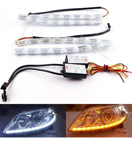 Tipo De Cristal Tiras Led Luz Blanca Drl Y Ambar Secuencial