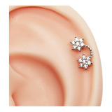 Piercing Cluster Duas Flores Folheado A Ouro Branco