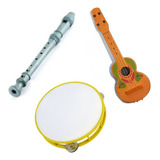 Kit Musical Infantil Brinquedo Viola + Pandeiro + Flauta