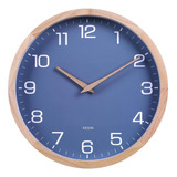 Kesin Reloj De Pared De Madera Azul De 12 Pulgadas, Silencio