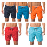 Shorts Praia Masculino Combo 5 Short Bermuda Verão Tactel