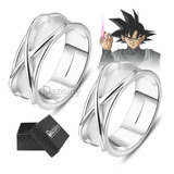 2 Piezas Anillo De Dedo Super Negro Goku Son Tiempo Plata