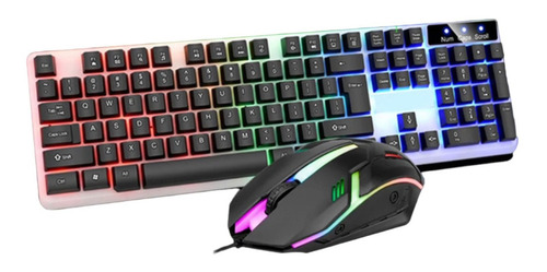 Kit Teclado Y Mouse Alambricos Usb Luz Led Rgb Gamer Pc