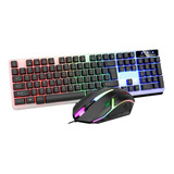 Kit Teclado Y Mouse Alambricos Usb Luz Led Rgb Gamer Pc