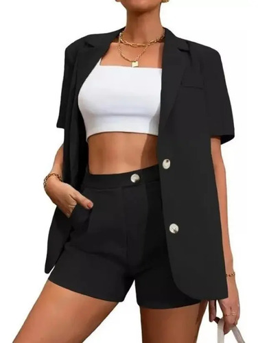 Conjunto De Dos Piezas Chaqueta Y Pantalón Corto Para Mujer | Meses sin interés