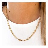 Collar Cadena Long Chain Acero Dorado 45cm